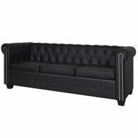 vidaXL Chesterfield-Sofa 3-Sitzer Kunstleder Schwarz