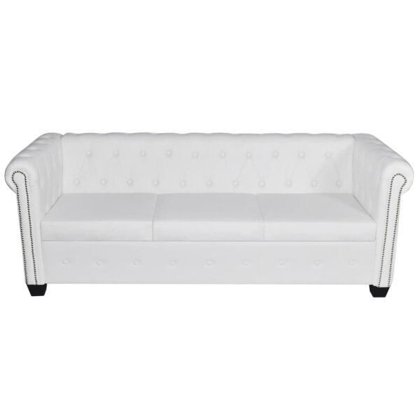 vidaXL Chesterfield-Sofa 3-Sitzer Kunstleder Wei&szlig;