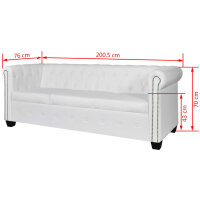 vidaXL Chesterfield-Sofa 3-Sitzer Kunstleder Wei&szlig;