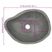 vidaXL Waschbecken Flussstein Oval 37-46 cm