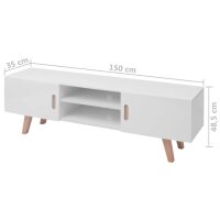 vidaXL TV-Schrank MDF 150 x 35 x 48,5 cm Hochglanz Wei&szlig;