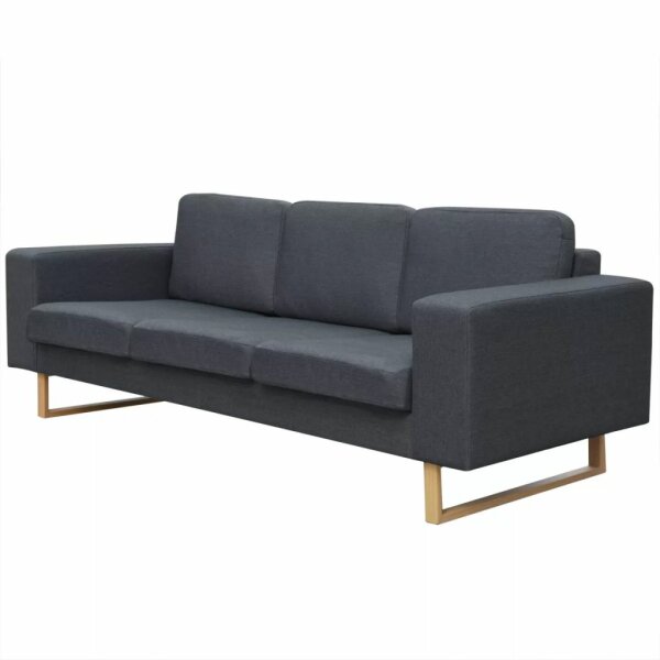 vidaXL 3-Sitzer Sofa Stoff Dunkelgrau