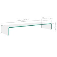 vidaXL TV-Tisch/Bildschirmerh&ouml;hung Glas Transparent 100x30x13 cm