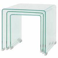 vidaXL Dreiteiliges Satztisch-Set aus geh&auml;rtetem Glas Transparent