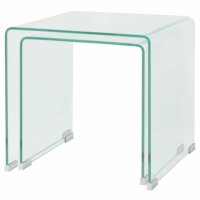 vidaXL Zweiteiliges Satztisch-Set aus geh&auml;rtetem Glas Transparent