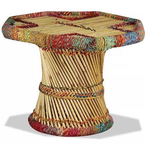 WOWONA Couchtisch Bambus mit Chindi-Details Mehrfarbig