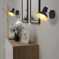 WOWONA Wandleuchten 2 Stk. f?r 2 Gl?hlampen E27 Schwarz und Gold