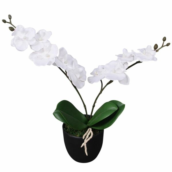 vidaXL K&uuml;nstliche Orchidee mit Topf 30 cm Wei&szlig;