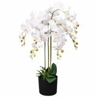 WOWONA K&uuml;nstliche Orchidee mit Topf 75 cm Wei&szlig;
