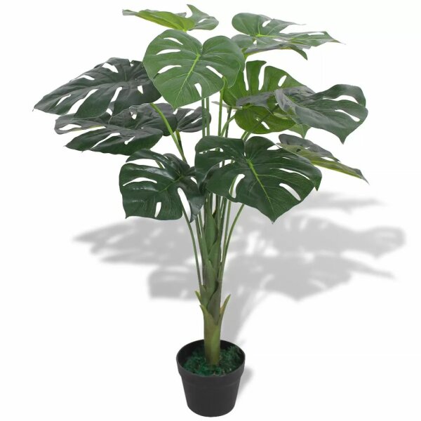 vidaXL K&uuml;nstliche Monstera Fensterblatt mit Topf 70 cm Gr&uuml;n