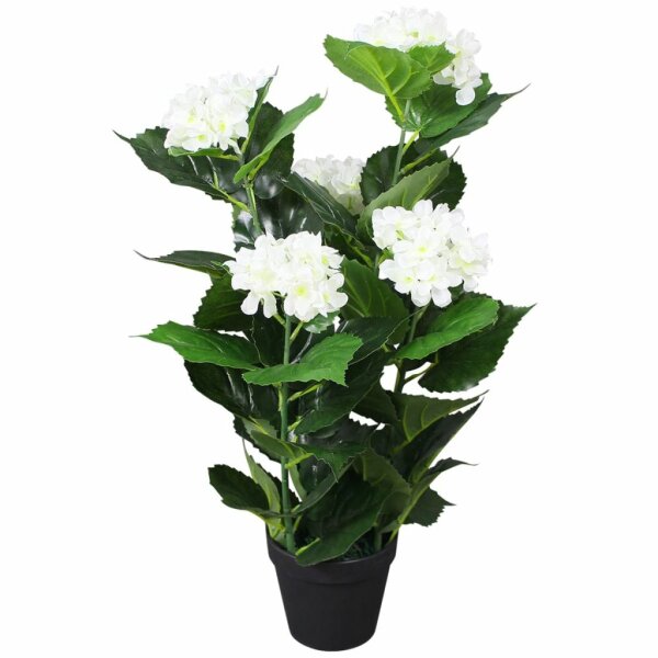 vidaXL K&uuml;nstliche Hortensie mit Topf 60 cm Wei&szlig;