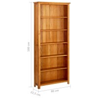 vidaXL B&uuml;cherregal 6 F&auml;cher 80x22,5x180 cm Massivholz Eiche