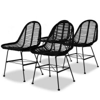 vidaXL Esszimmerstühle 4 Stk. Natur Rattan Schwarz