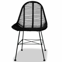 vidaXL Esszimmerstühle 4 Stk. Natur Rattan Schwarz