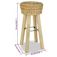 vidaXL Barhocker 2 Stk. Natur Rattan