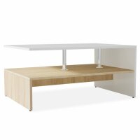 vidaXL Couchtisch Holzwerkstoff 90x59x42 cm Eiche und Wei&szlig;