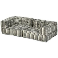 vidaXL 2-Sitzer Modularer Pouf Grau Gestreift Stoff