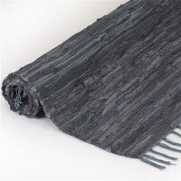 vidaXL Handgewebter Chindi-Teppich Leder 120x170 cm Grau
