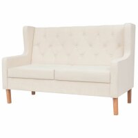 vidaXL 2-Sitzer Sofa Stoff Cremeweiß
