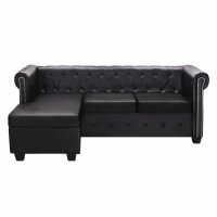 vidaXL Chesterfield-Sofa L-Form Kunstleder Schwarz