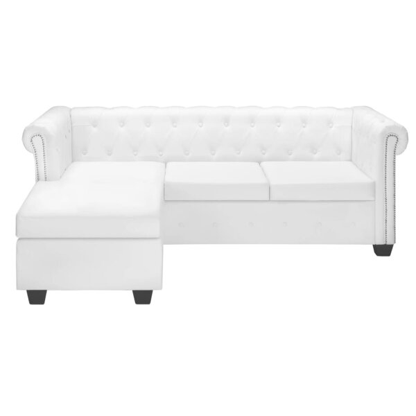 vidaXL Chesterfield-Sofa L-Form Kunstleder Wei&szlig;