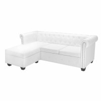 vidaXL Chesterfield-Sofa L-Form Kunstleder Weiß