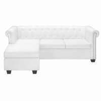 vidaXL Chesterfield-Sofa L-Form Kunstleder Weiß