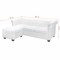 vidaXL Chesterfield-Sofa L-Form Kunstleder Wei&szlig;