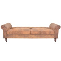 vidaXL Schlafsofa mit Armlehnen Kunstleder braun