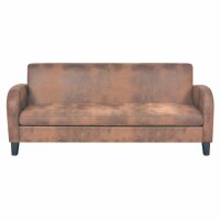 vidaXL 3-Sitzer Sofa Kunstleder Wildleder-Optik Braun