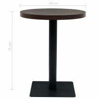 vidaXL Bistrotisch MDF und Stahl Rund 60&times;75 cm Dunkle Esche