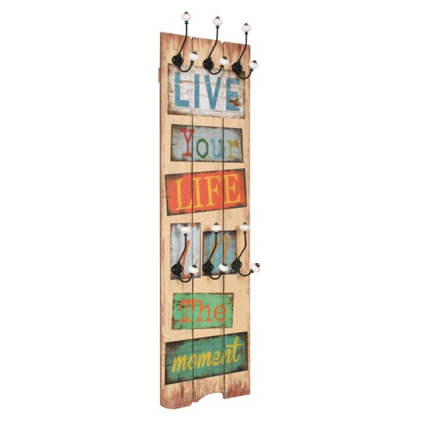 vidaXL Wandgarderobe mit 6 Haken 120 x 40 cm &quot;LIVE LIFE&quot;