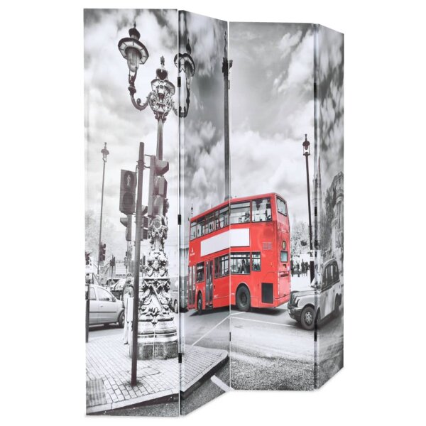 vidaXL Raumteiler klappbar 160 x 170 cm London Bus Schwarz-Wei&szlig;