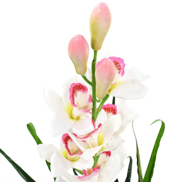 vidaXL K&uuml;nstliche Cymbidium Orchideenpflanze mit Topf 100 cm Gr&uuml;n