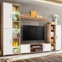 vidaXL TV-Wohnwand mit LED-Leuchten Sonoma Eiche und...