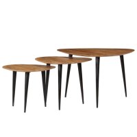 vidaXL Couchtisch-Set 3-teilig Akazienholz Massiv