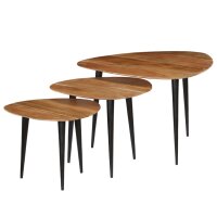 vidaXL Couchtisch-Set 3-teilig Akazienholz Massiv