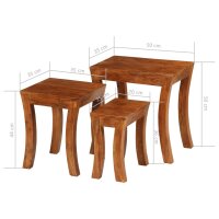 vidaXL 3-tlg. Satztisch-Set Massivholz Akazie 50x35x50 cm Braun