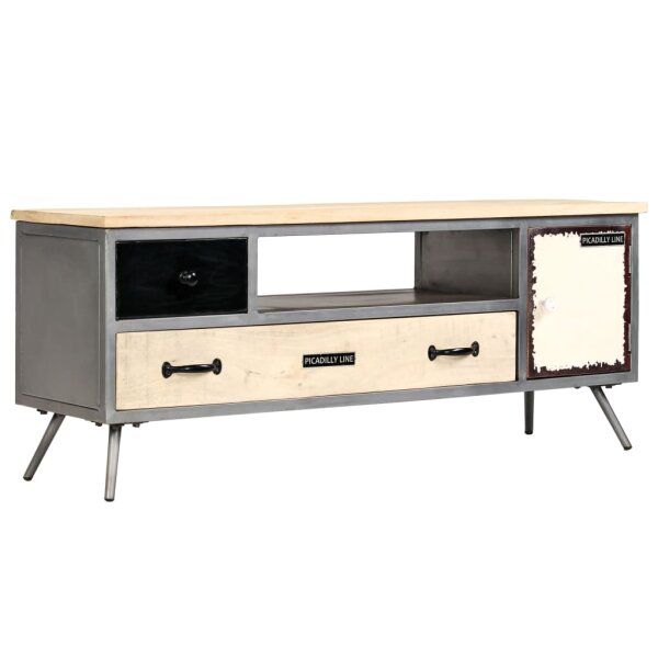 vidaXL TV-Schrank Mangoholz Massiv und Stahl 120 x 30 x 45 cm