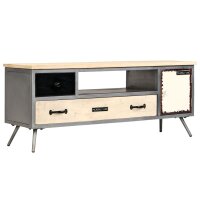 vidaXL TV-Schrank Mangoholz Massiv und Stahl 120 x 30 x 45 cm