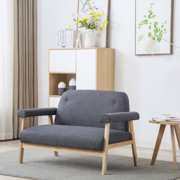 WOWONA 2-Sitzer-Sofa Stoff Dunkelgrau