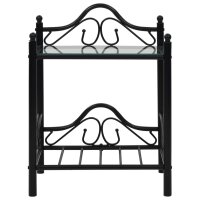 vidaXL Nachttisch Stahl und Hartglas 45 x 30,5 x 60 cm...