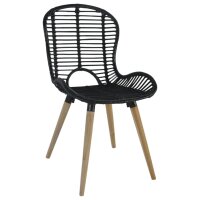 vidaXL Esszimmerst&uuml;hle 2 Stk. Natur Rattan Schwarz