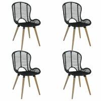 vidaXL Esszimmerstühle 4 Stk. Schwarz Natur Rattan