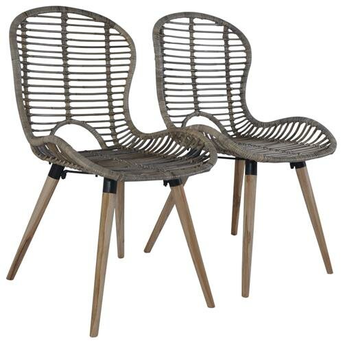 vidaXL Esszimmerst&uuml;hle 2 Stk. Braun Nat&uuml;rliches Rattan