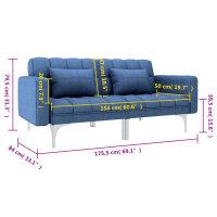 vidaXL Schlafsofa Blau Stoff