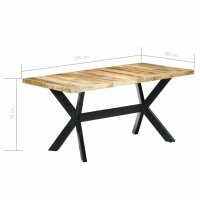 vidaXL Esstisch 160 x 80 x 75 cm Raues Mangoholz Massiv