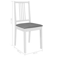 vidaXL Esszimmerstühle mit Polstern 2 Stk. Weiß Massivholz