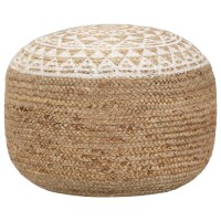 vidaXL Handgefertigter Sitzpuff Wei&szlig; 45x30 cm Jute