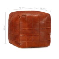 WOWONA Pouf Hellbraun 40 x 40 x 40 cm Echtes Ziegenleder